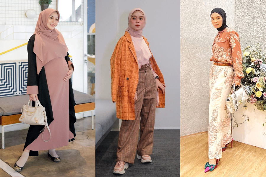 Outfit peach dengan hijab ala seleb (instagram.com/citraciki | instagram.com/lestykejora | instagram.com/tantrinamirah)