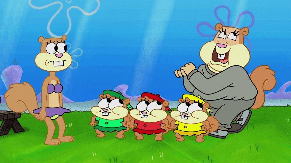 Rosy menitipkan anaknya pada Sandy. (dok. Nickelodeon/SpongeBob SquarePants)