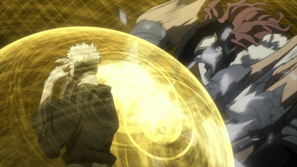 Hekiji menggunakan Barrier. (dok. Bones/My Hero Academia)