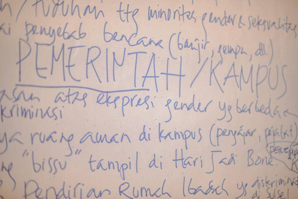 Salah satu catatan keresahan Geby dan minoritas transpuan saat mengikuti workshop penguatan kapasitas yang diadakan oleh Kabar Sejuk di Makassar/Iqbal Lubis