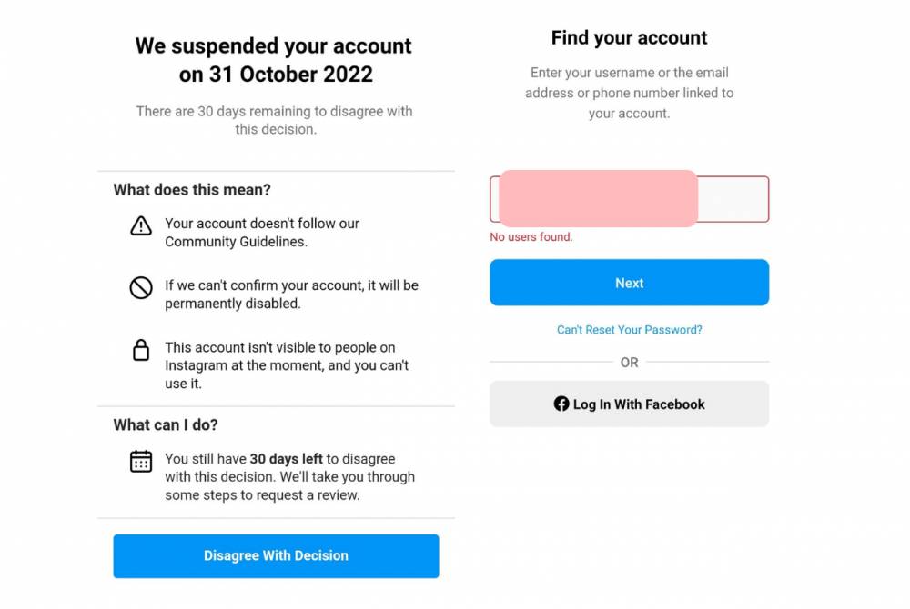 akun Instagram terkena suspend (Instagram)