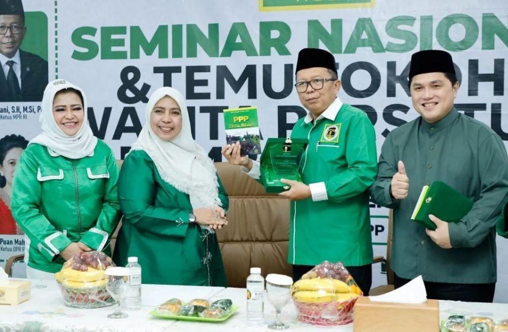 Menteri BUMN, Erick Thohir dan Waketum PPP, Arsul Sani saat hadiri acara PPP pada Senin, 31 Oktober 2022. (www.instagram.com/@arsul_sani_af)