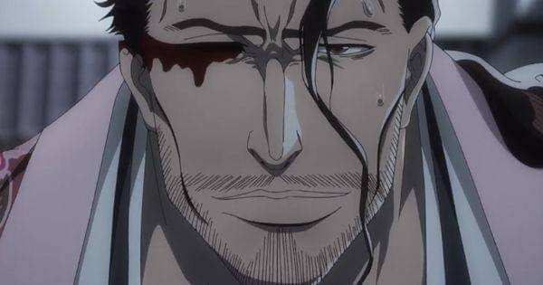 Mata kanan Kyoraku terluka oleh Robert ( Dok. Pierrot / Bleach )