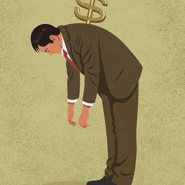 Ilustrasi beratnya jadi karyawan. (instagram.com/johnholcroftillustration)