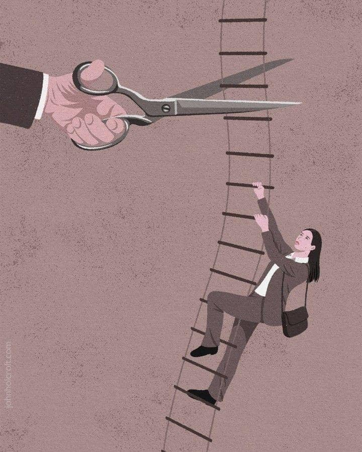 Ilustrasi beratnya jadi karyawan. (instagram.com/johnholcroftillustration)