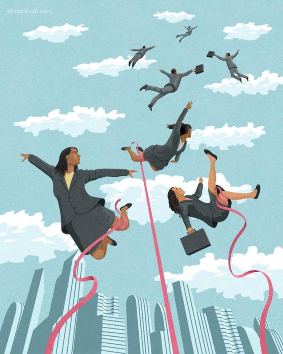 Ilustrasi beratnya jadi karyawan. (instagram.com/johnholcroftillustration)