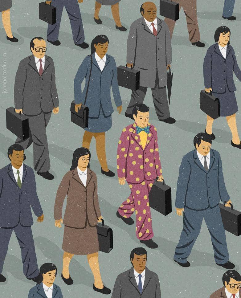 Ilustrasi beratnya jadi karyawan. (instagram.com/johnholcroftillustration)