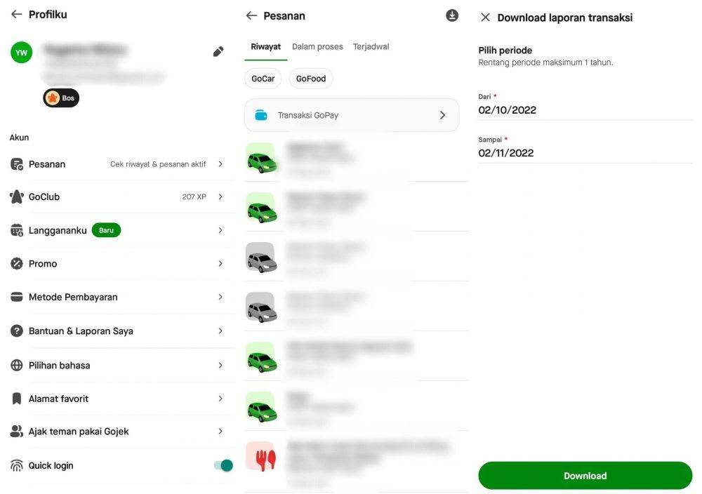Cara cek jumlah transaksi di Gojek (play.google.com)