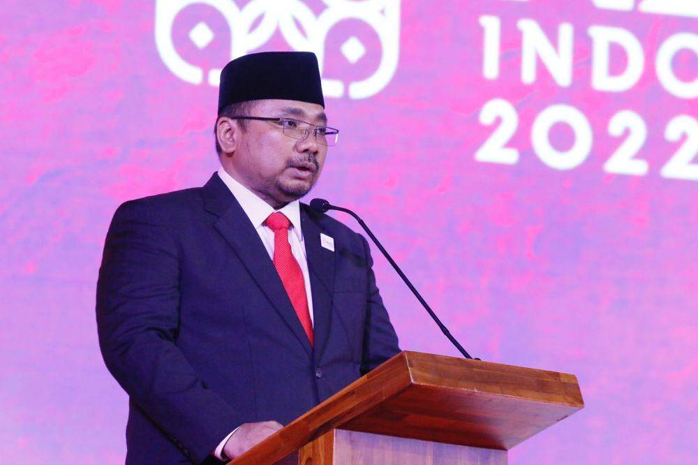 Menteri Agama (Menag RI) Yaqut Cholil Qoumas, saat memberikan sambutan pada acara Forum R20 di Bali, Rabu (2/11/2022). (Dok. LTN/Suwitno)