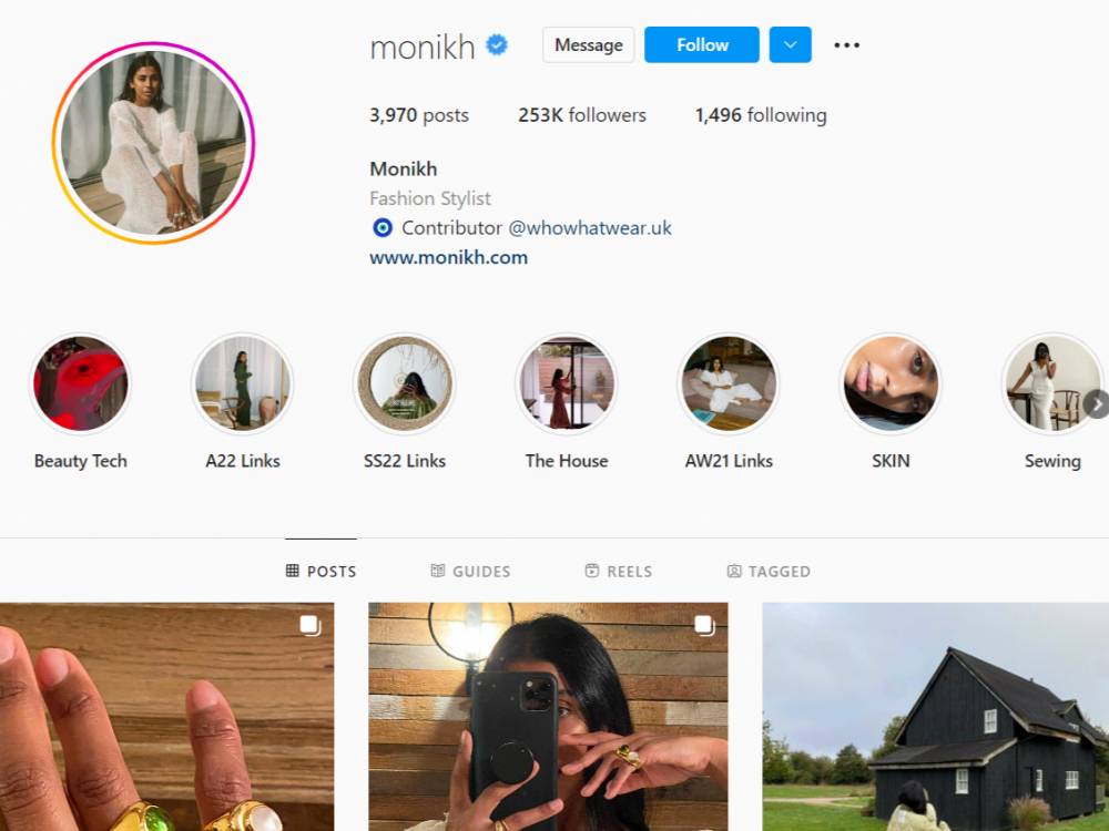 Profil Instagram Monikh (instagram.com/monikh)