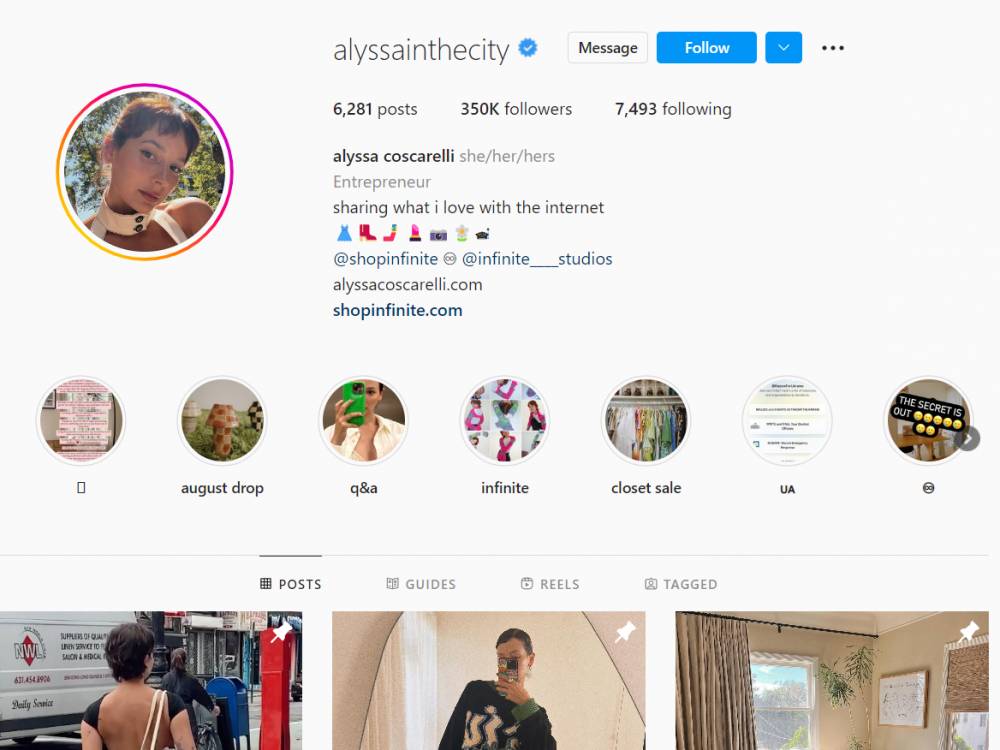 Profil Instagram Alyssa Coscarelli (instagram.com/alyssainthecity)