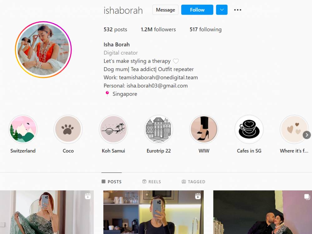 Profil Instagram Isha Borah (instagram.com/ishaborah)