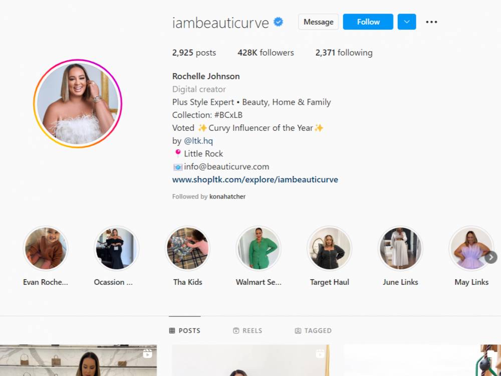 Profil Instagram Rochelle Johnson (instagram.com/iambeauticurve)