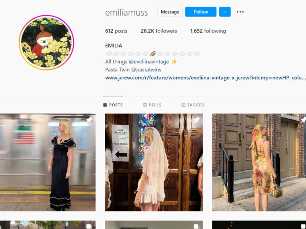 Profil Instagram Emilia (instagram.com/emiliamuss)