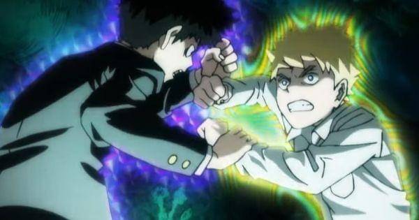 Shigeo melawan Teruki (  Dok. Bones / Mob Psycho 100 III )