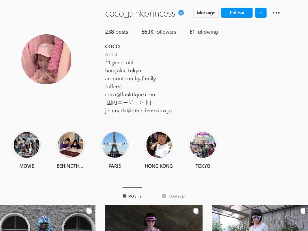 Profil Instagram COCO (instagram.com/coco_pinkprincess)