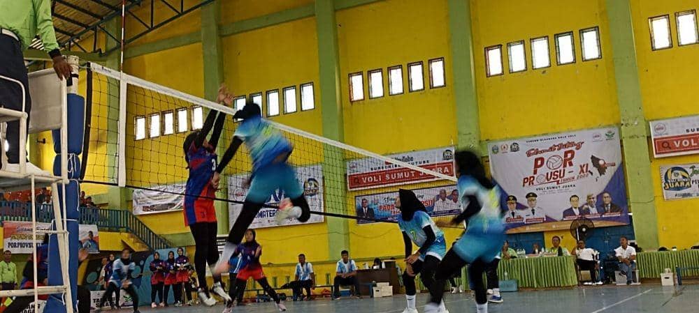 Duel tim voli Asahan dan Deli Serdang di Porprov Sumut (Dok.istimew)