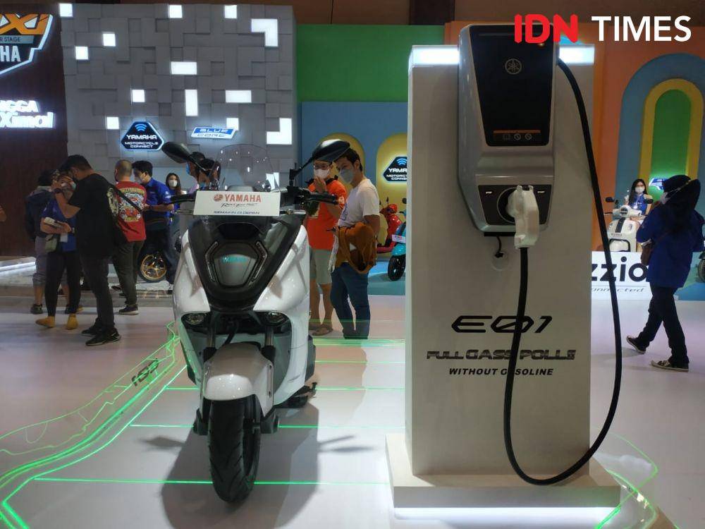 Motor listrik Yamaha E01 diperkenalkan di IMOS 2022. (IDN Times/Dwi Agustiar)
