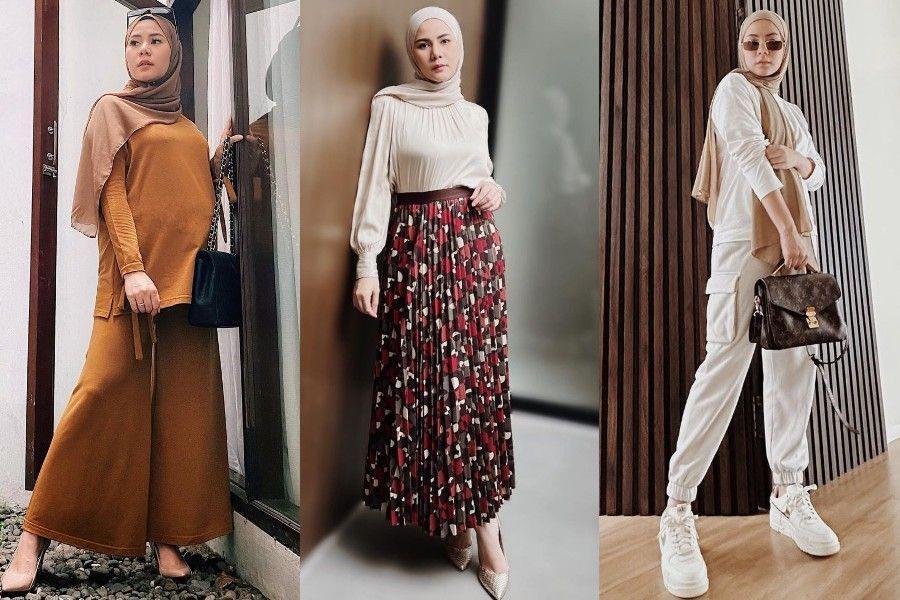 9 OOTD Hijab Cewek Bumi ala Cynthia Ramlan, Warm Tone Jadi Andalan
