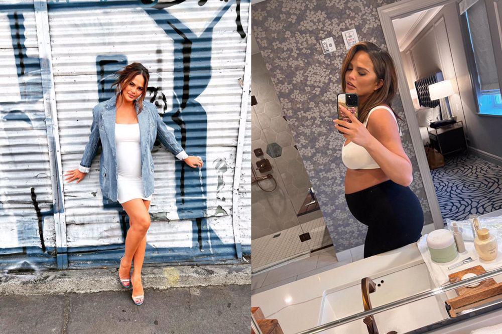 Hamil Anak Ketiga, 9 Potret Chrissy Teigen Pamer Baby Bump