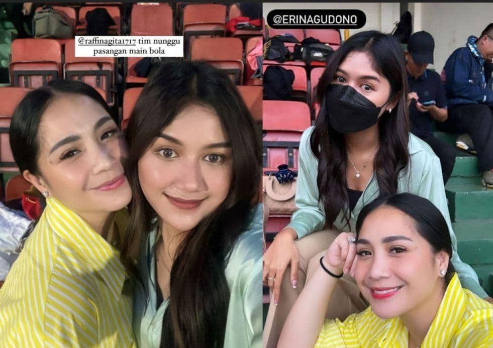 9 Momen Nagita Slavina dan Erina Gudono Nonton Pasangan Main Bola