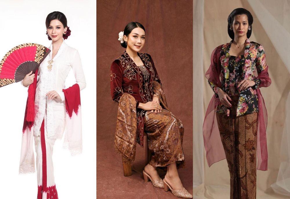 9 Padu Padan Kebaya Kutubaru dan Kartini dengan Selendang, Anggun