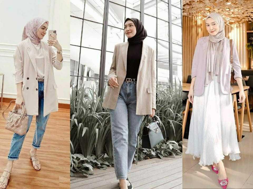 9 Ide OOTD Hijab dengan Blazer ala Melody Prima, Cocok Buat Ngantor!