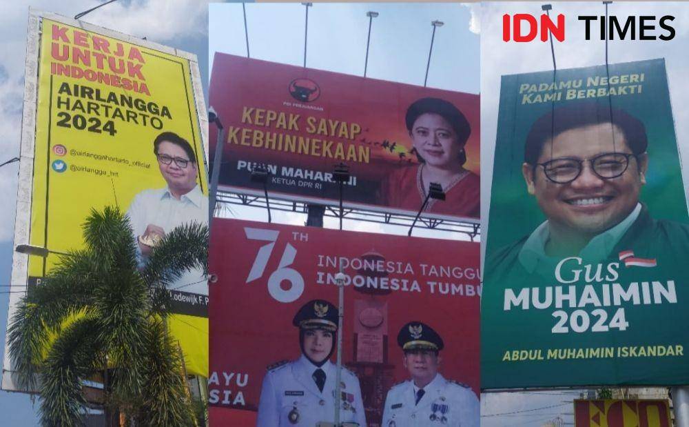 Kumpulan baliho para petinggi Parpol di Kota Bandar Lampung (IDN Times/Tama Yudha Wiguna)