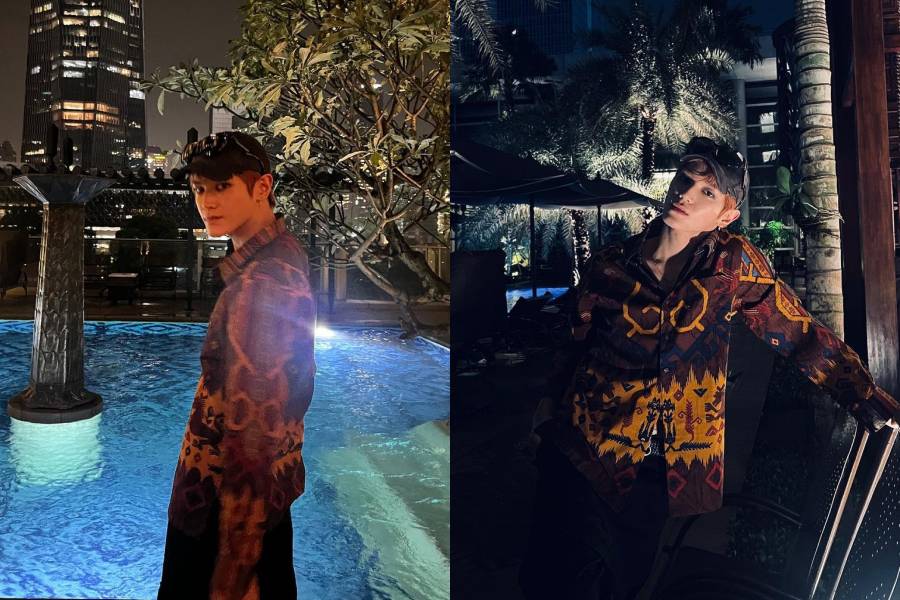 Taeyong sedang memakai batik dari Jerome. (instagram.com/teaoxo_nct)