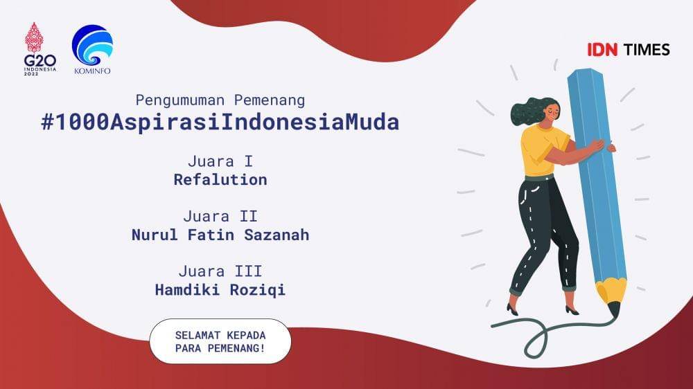 Pengumuman pemenang kompetisi menulis 1.000 Aspirasi Indonesia Muda. (Dok. IDN Times/Baskoro Bayu Harymurti)