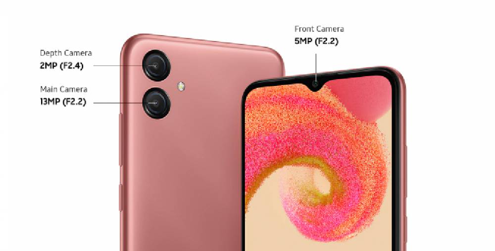 konfigurasi kamera belakang dan depan Samsung Galaxy A04e (samsung.com)