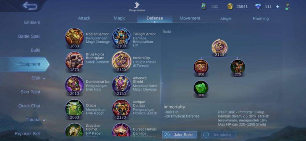 item Immortality (dok. Moonton/Mobile Legends: Bang Bang)