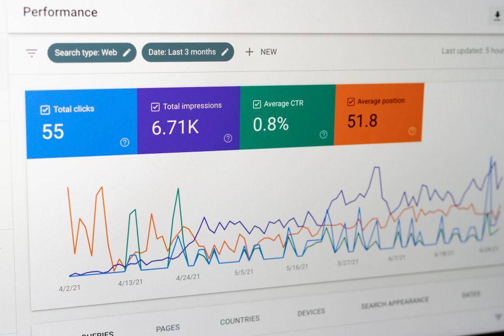 ilustrasi dashboard performa website di Google Search Console (unsplash.com/@justin_morgan)