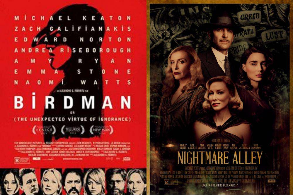 Birdman (2014) dan Nightmare Alley (2021) (dok. Searchlight Pictures/Birdman | (dok. Searchlight Pictures/Nightmare Alley)