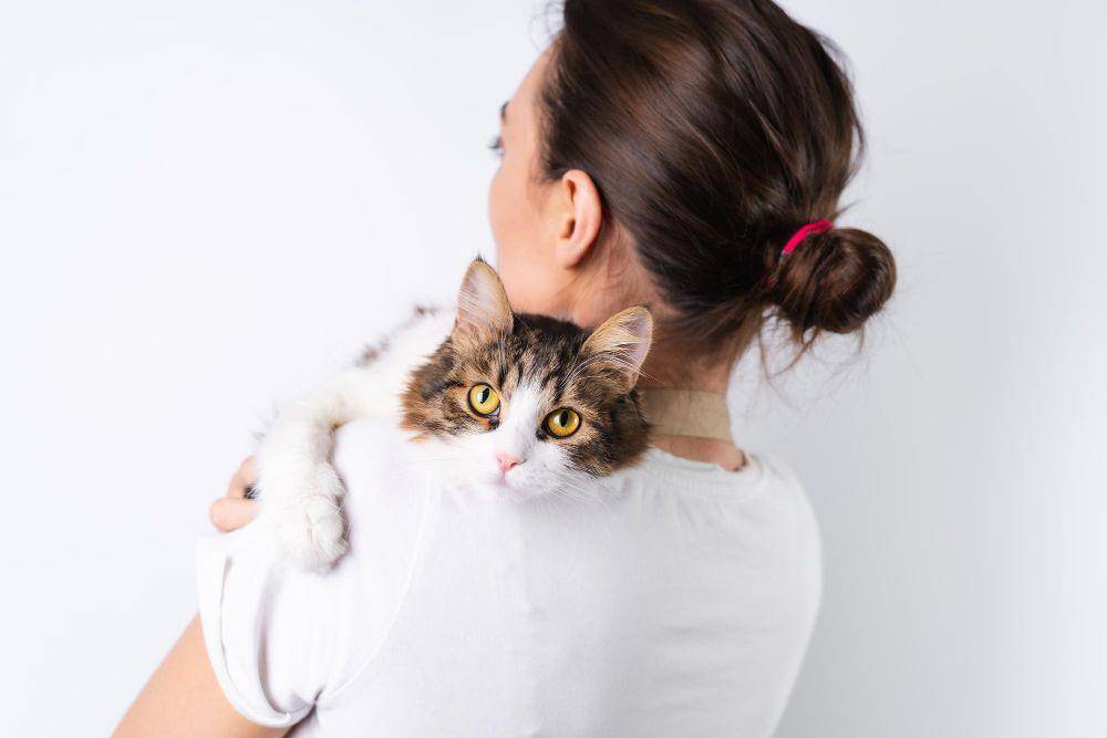 ilustrasi perempuan memeluk kucing kesayangan (freepik.com/kroshka__nastya)