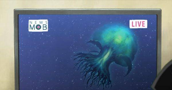 Shigeo menonton Pohon Dewa terbang ke luar angkasa (  Dok. Bones / Mob Psycho 100 III )