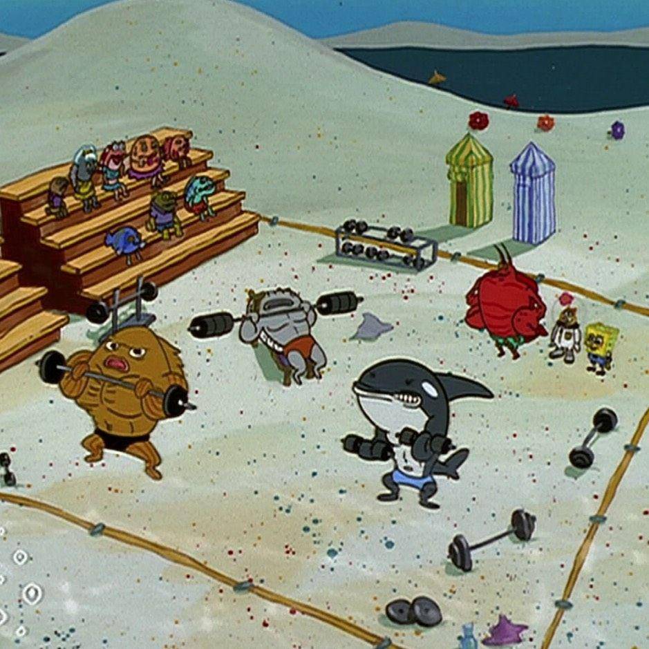 Lomba angkat beban Goo Lagoon. (dok.Nickelodeon/SpongeBob SquarePants)