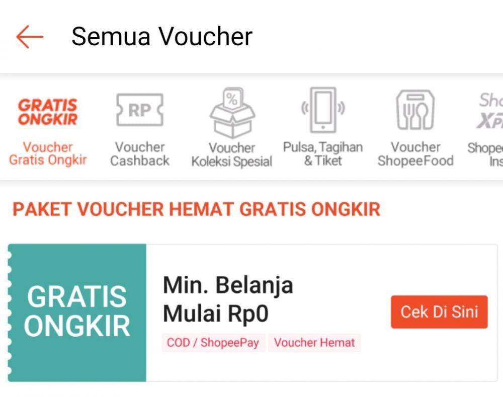 Cara mendapatkan voucher gratis ongkir Shopee (play.google.com)