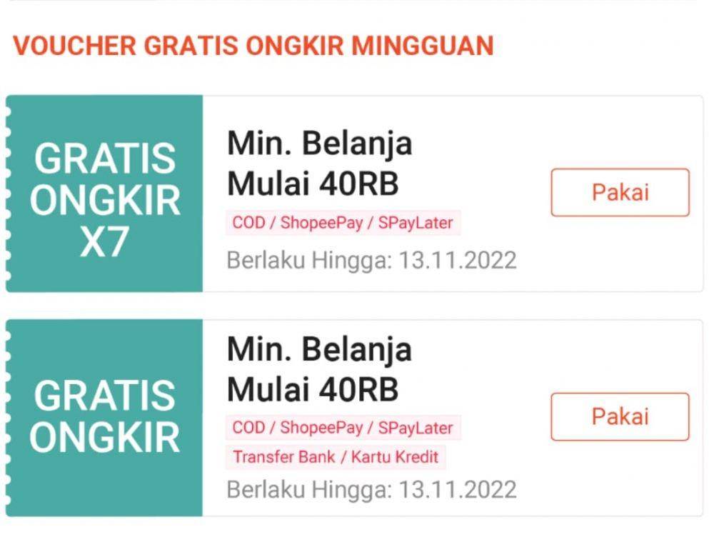 Cara mendapatkan voucher gratis ongkir Shopee (play.google.com)