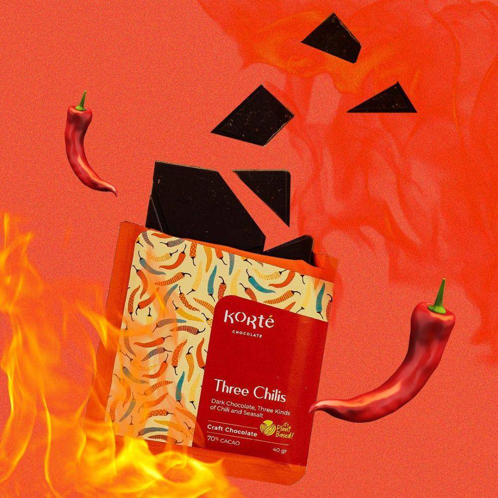 Korte Chocolate Bar Three Chili and Seasalt (instagram.com/kortechocolate)