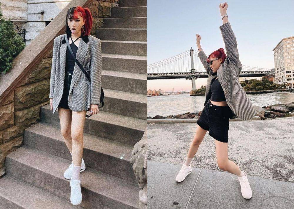 mix and match OOTD hitam ala Isyana Sarasvati (Instagram.com/isyanasarasvati)
