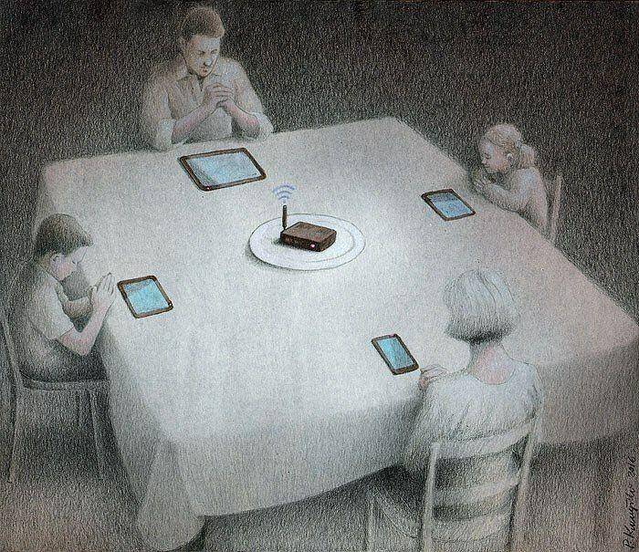 Ilustrasi parenting zaman sekarang. (instagram.com/pawel_kuczynski1)