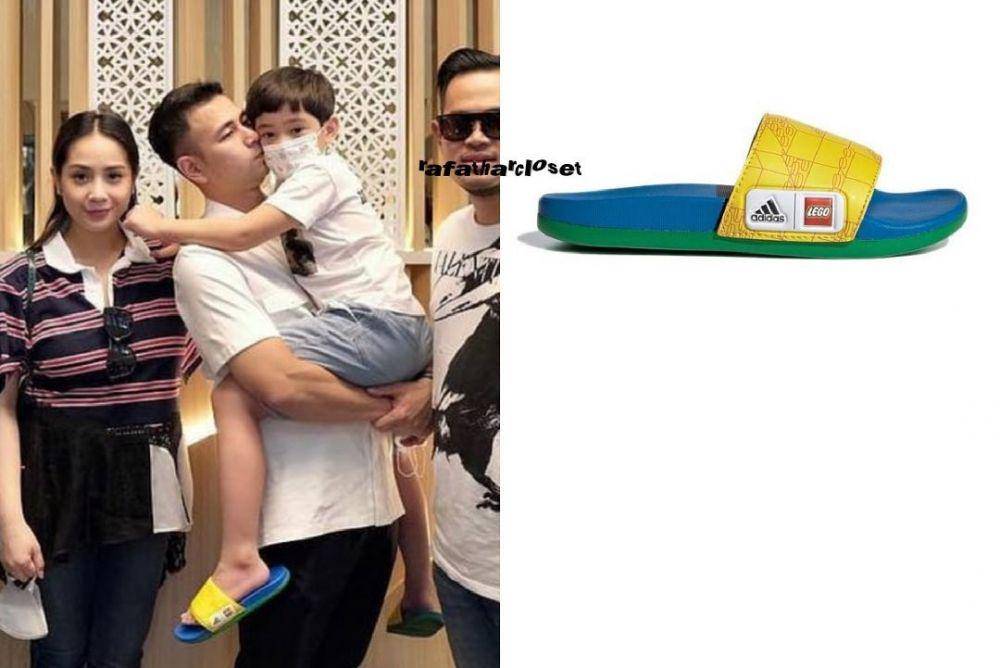 Rafathar memakai sandal dari merk Adidas (instagram.com/rafatharcloset)