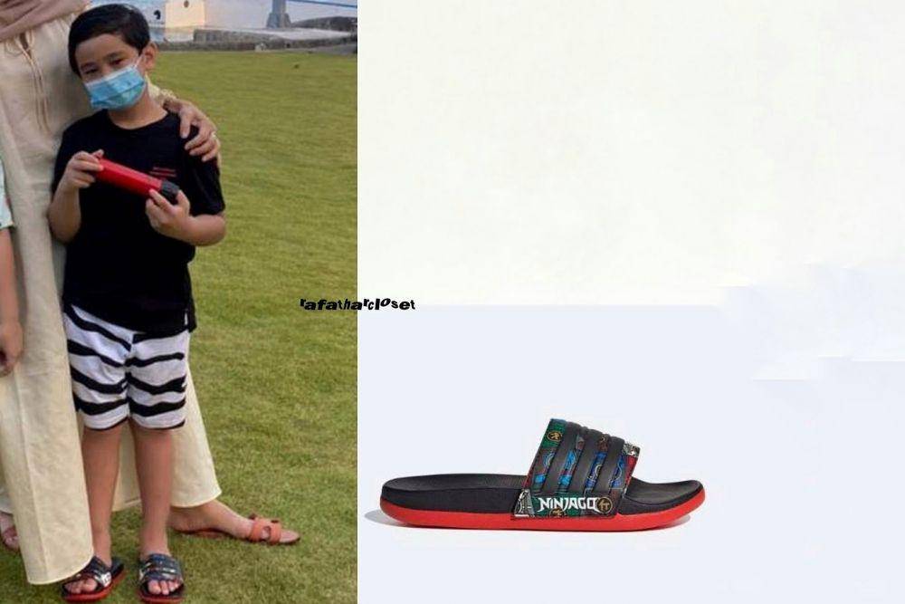 Rafathar memakai sandal dari merk Adidas (instagram.com/rafatharcloset)