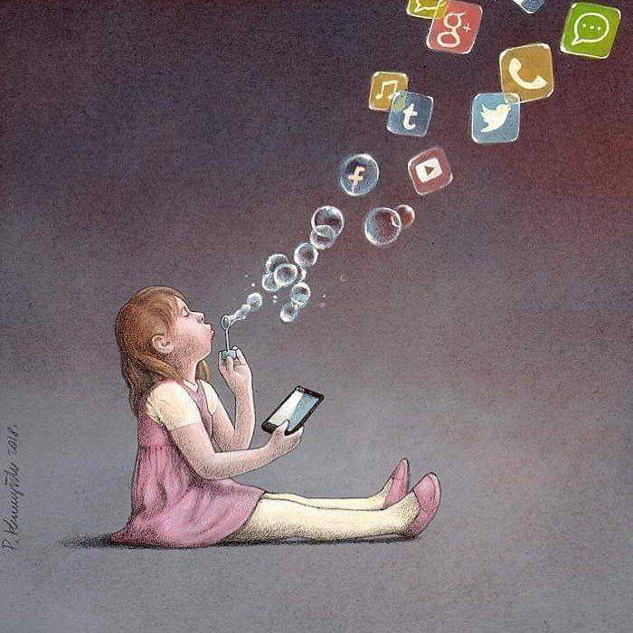 Ilustrasi parenting zaman sekarang. (instagram.com/pawel_kuczynski1)