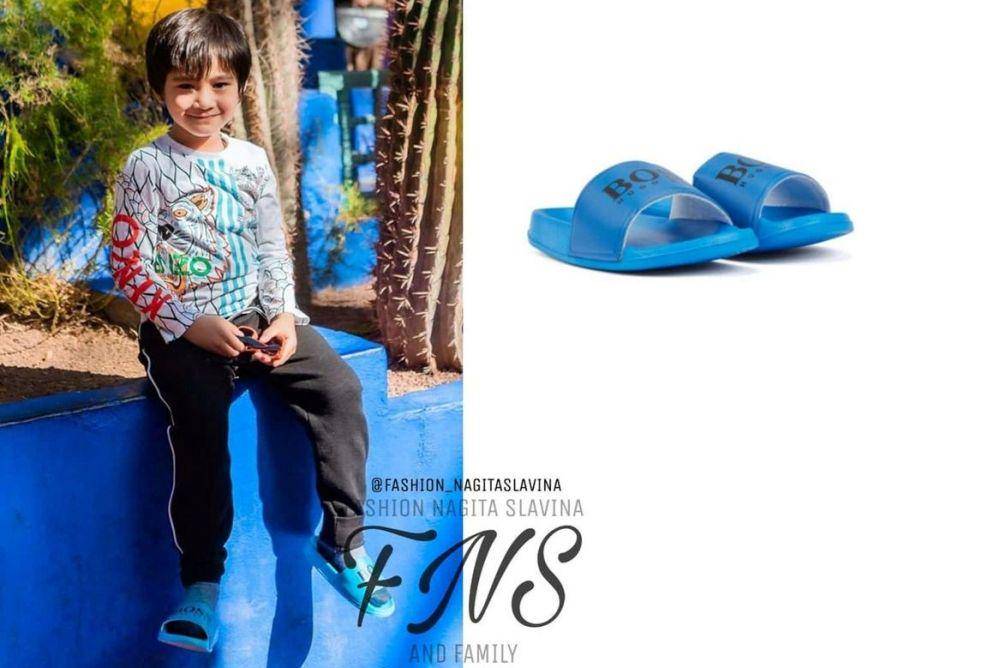Rafathar memakai sandal dari merk Hugo Boss (instagram.com/fashion_nagitaslavina)