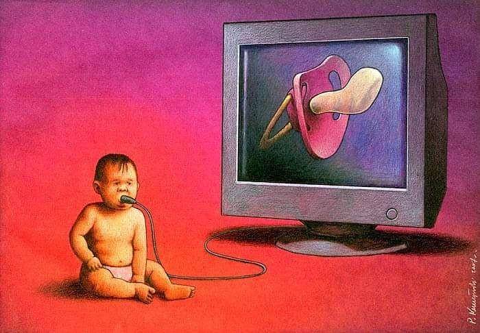 Ilustrasi parenting zaman sekarang. (instagram.com/pawel_kuczynski1)