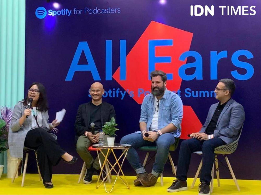 konferensi pers Spotify's Podcast Summit di The Kasablanka Hall, Jakarta pada Rabu (16/11/2022) (IDN Times/Rafifa Shabira)