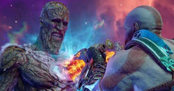 Kratos menusuk jantung es milik Surtr ( Dok. Santa Monica Studio / God of War: Ragnarok )