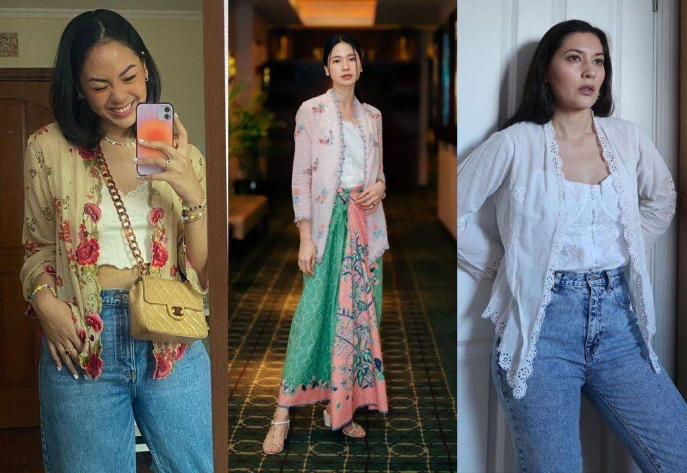 Kebaya encim jadi outer (instagram.com/raniaayamin | instagram.com/laurabas | instagram.com/hannahalrashid)